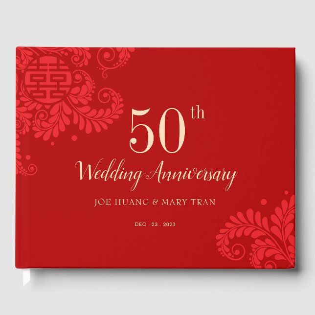 Chinesisches Gästebuch zum Hochzeitstag (RED) (Vorderseite)