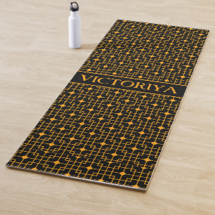 Chinesisches Gelbschwarzes Minimalmuster Yogamatte