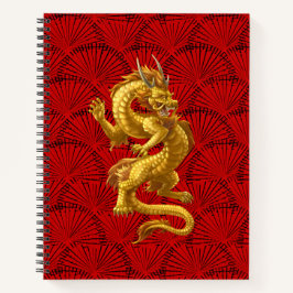 Chinesisches Gold Dragon Spiral Notebook Notizbuch