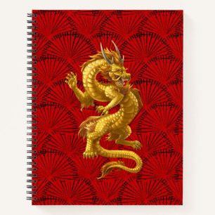 Chinesisches Gold Dragon Spiral Notebook Notizbuch