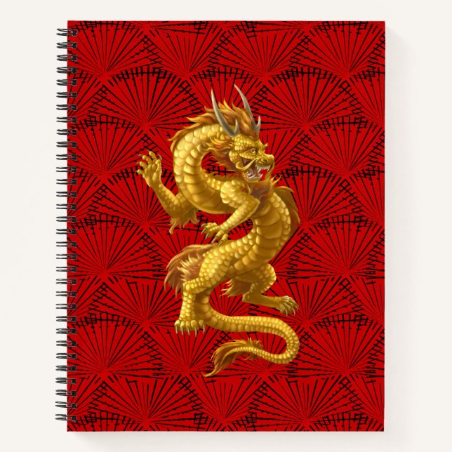 Chinesisches Gold Dragon Spiral Notebook Notizbuch (Vorderseite)