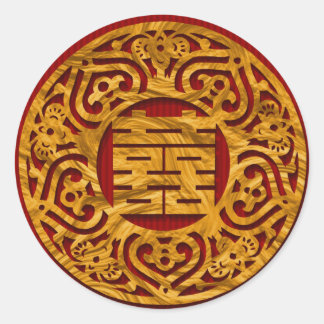 Chinesisches Gold für doppelte Zufriedenheit Hochz Runder Aufkleber