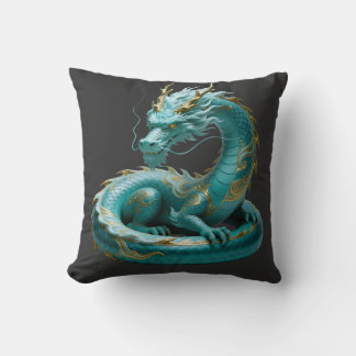 Chinesisches grünes Gold-Drache Kunst Fantasy-Desi Kissen