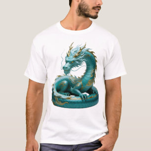 Chinesisches grünes Gold-Drache Kunst-Fantasy-Desi T-Shirt