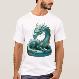Chinesisches grünes Gold-Drache Kunst-Fantasy-Desi T-Shirt