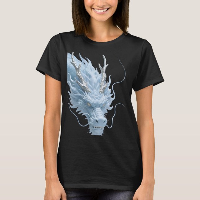 Chinesisches Hellblau-Drache-Kunst-Fantasy-Design  T-Shirt (Vorderseite)