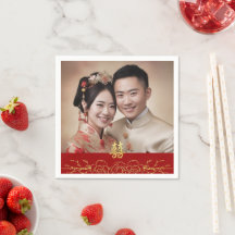 Chinesisches Hochzeitsalbum in Rot-Gold, Doppel-Fo
