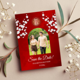 Chinesisches Hochzeitsdoppeltes Glücksgefühl-Foto Save The Date
