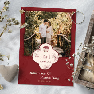 Chinesisches Hochzeitsfest-Foto der Roten Flora Sa Save The Date