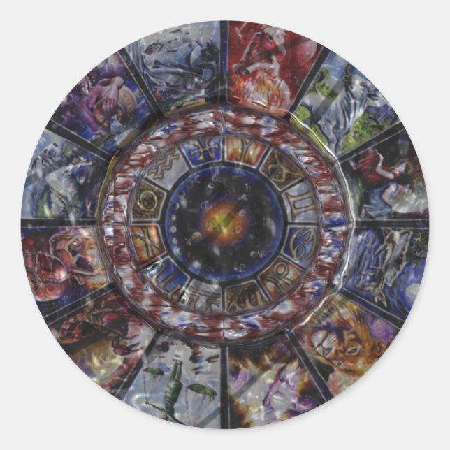 Chinesisches Horoskop Zodiac Wheel Sitckers Runder Aufkleber (Vorderseite)