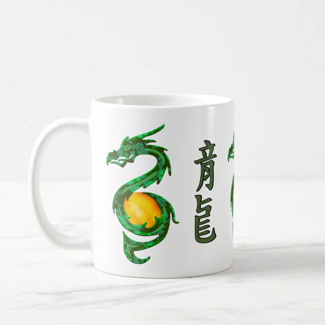 Chinesisches Jahr der Dragon Jade Green Kaffeetasse (Links)