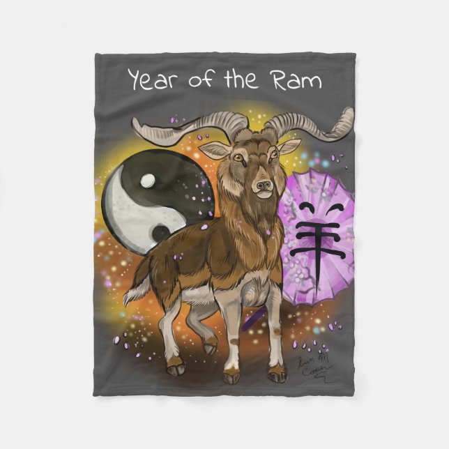 Chinesisches Jahr der Ram Fleecedecke (Vorderseite)