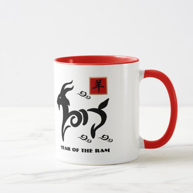 Chinesisches Jahr der RAM-/Ziegen-Geschenk-Tassen Tasse (Rechts)
