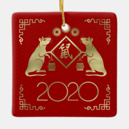 Chinesisches Jahr der Ratte 2020 Keramikornament