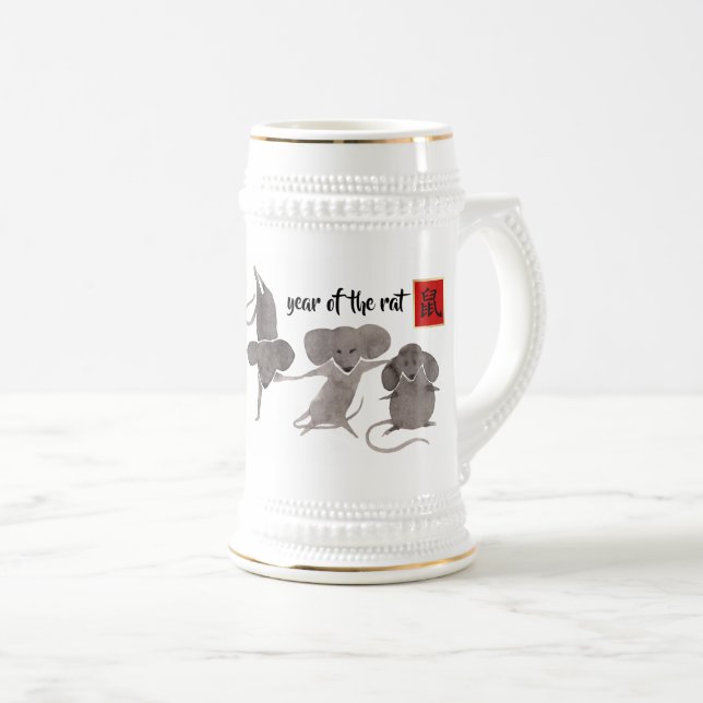 Chinesisches Jahr der Ratte | Benutzerdefiniertes  Bierglas (VorderseiteRechts)