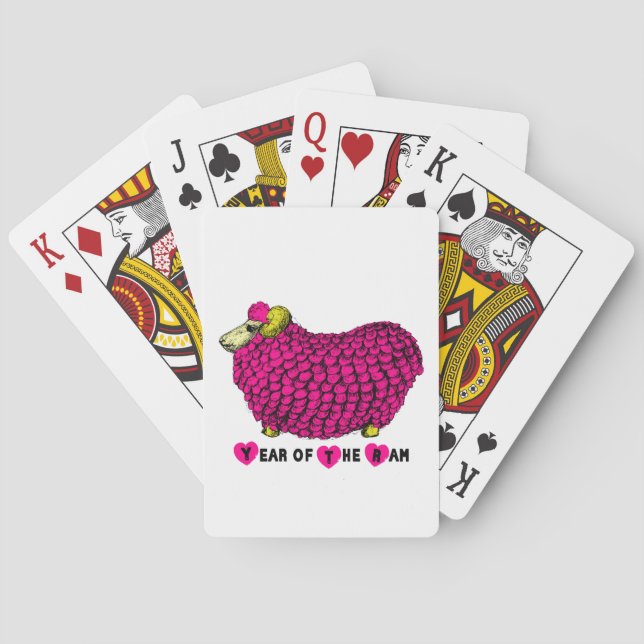 Chinesisches Jahr der schaf-rosa Spielkarten (Rückseite)