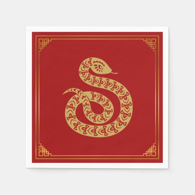 Chinesisches Jahr der Schlange Serviette (Vorderseite)