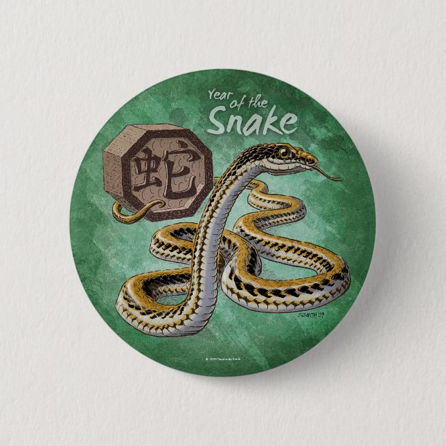 Chinesisches Jahr der Schlangenkunst Button (Vorderseite)