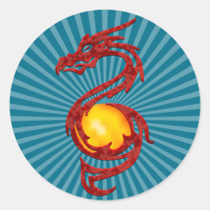 Chinesisches Jahr des Dragon Metalic Red Runder Aufkleber
