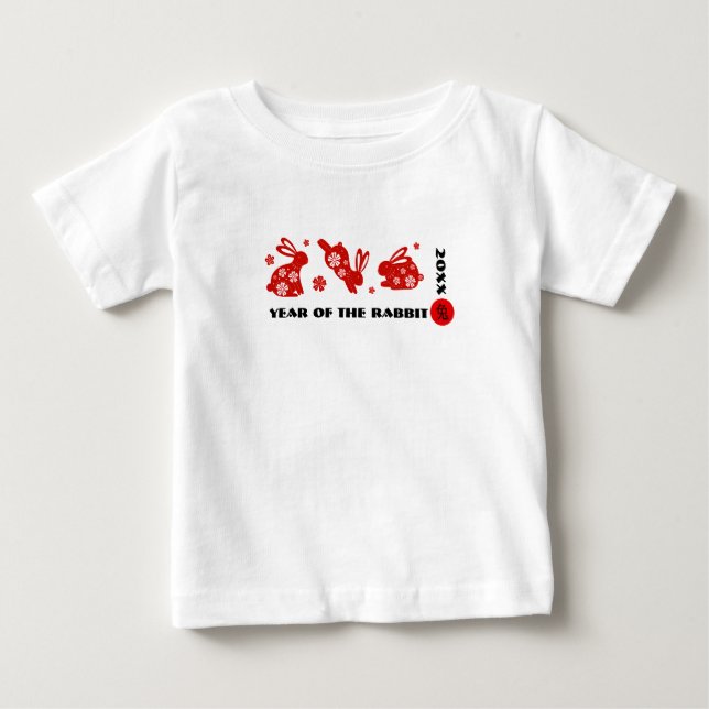 Chinesisches Jahr des Kaninchens Baby T-shirt (Vorderseite)
