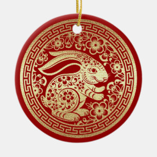 Chinesisches Jahr des Kaninchens   Geschenk für ei Keramik Ornament