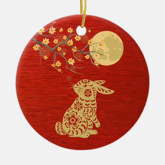 Chinesisches Jahr des Kaninchens Keramik Ornament (Vorne)