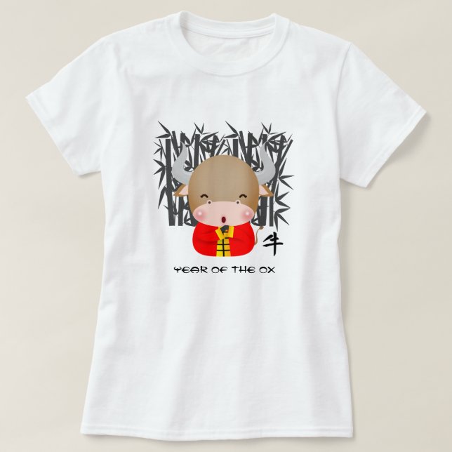 Chinesisches Jahr des Ochs| Niedliches Ochsen T-Shirt (Design vorne)