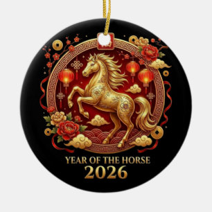 Chinesisches Jahr des Pferdes 2026 Feierlichkeiten Keramik Ornament