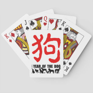 Chinesisches Jahr des Rot-Ideogramm-Spielens des Spielkarten