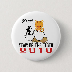 Chinesisches Jahr des Tiger-Babys 2010 Button