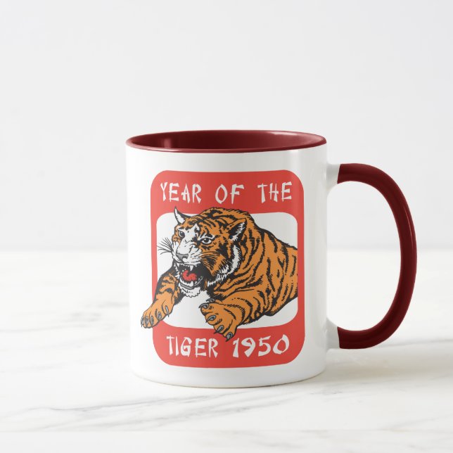 Chinesisches Jahr des Tiger-Geschenks 1950 Tasse (Rechts)