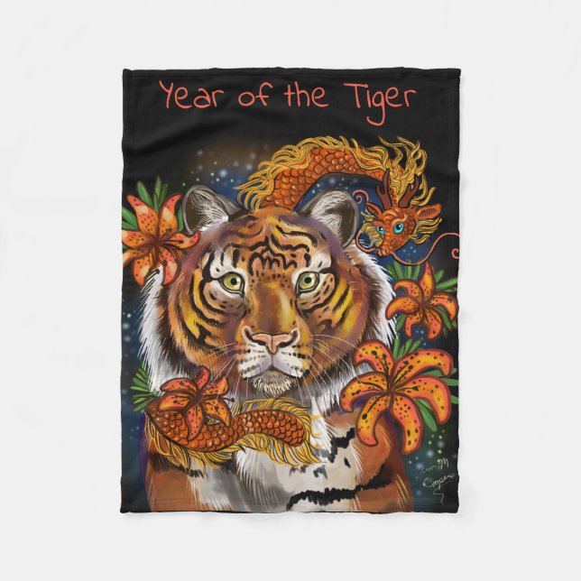 Chinesisches Jahr des Tigers Fleecedecke (Vorderseite)