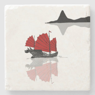 Chinesisches Junk-Schiff Steinuntersetzer