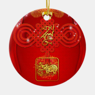 Chinesisches Knot Ox Jahr 2021 CRO Keramik Ornament