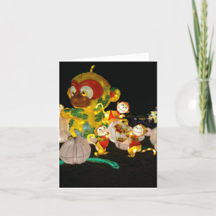 Chinesisches Laternenfest Monkey Notecard Dankeskarte