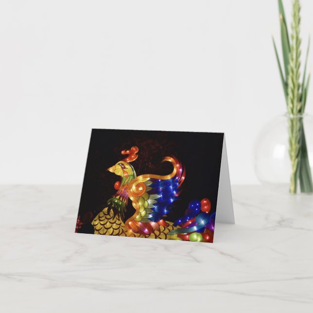 Chinesisches Laternenfest Phoenix Notecard Dankeskarte (Vorderseite)