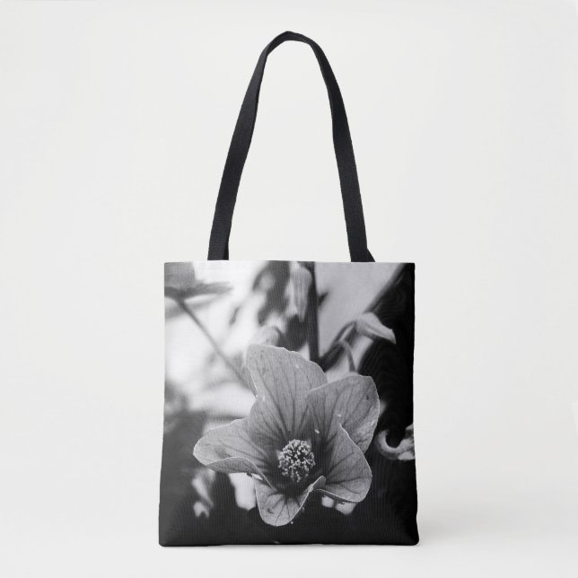 Chinesisches Laternenschwarz-Weiß-Blume-Foto Tasche (Vorderseite)