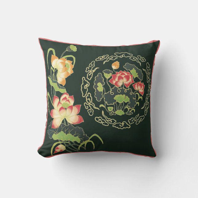 Chinesisches Lotus-Blume-Kissen Kissen (Vorderseite)