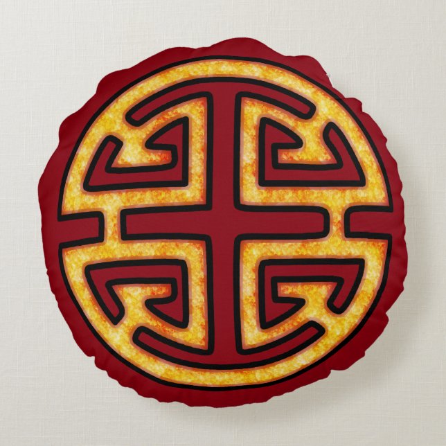 Chinesisches Lu-Symbol Rundes Kissen (Rückseite)