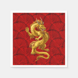 Chinesisches Lucky Gold Dragon Paper Napkins Serviette