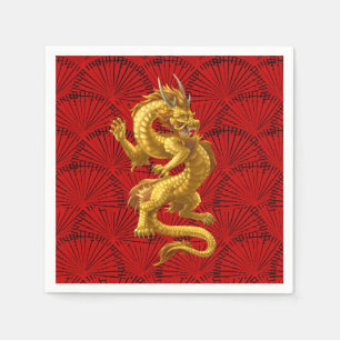 Chinesisches Lucky Gold Dragon Paper Napkins Serviette