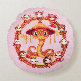 Chinesisches Lunar-Neujahrsschlangen-Design 1 Rundes Kissen