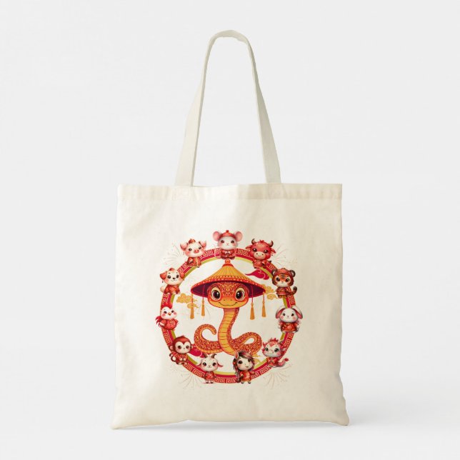 Chinesisches Lunar-Neujahrsschlangen-Design 1 Tragetasche (Rückseite)