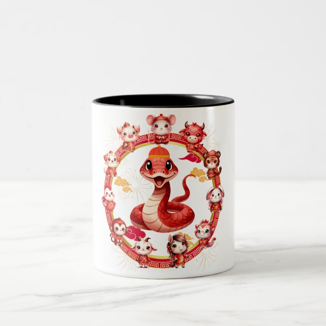 Chinesisches Lunar-Neujahrsschlangen-Design 2 Zweifarbige Tasse (Mittel)