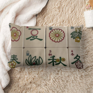 Chinesisches Mahjong-Blütenfliesen-Kissen Lendenkissen