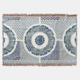 Chinesisches Medaillon: Indigoblaue Chinoiserie Decke
