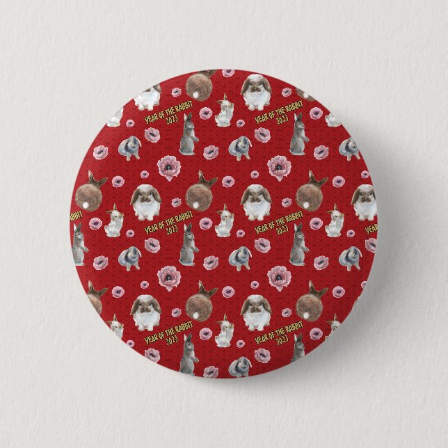 Chinesisches Mondjahr des Kaninchens 2023 Muster Button (Vorderseite)
