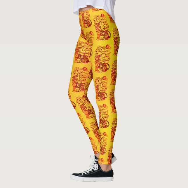 Chinesisches Mondneubjahr des Tigerrottmusters Leggings (Links)