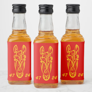 Chinesisches Mondneujahr des Pferdes 2026 4724 Feu Alkoholflaschenetikett