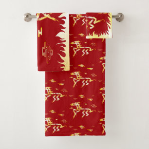 Chinesisches Mondneujahr des Pferdes 2026 4724 Feu Badhandtuch Set